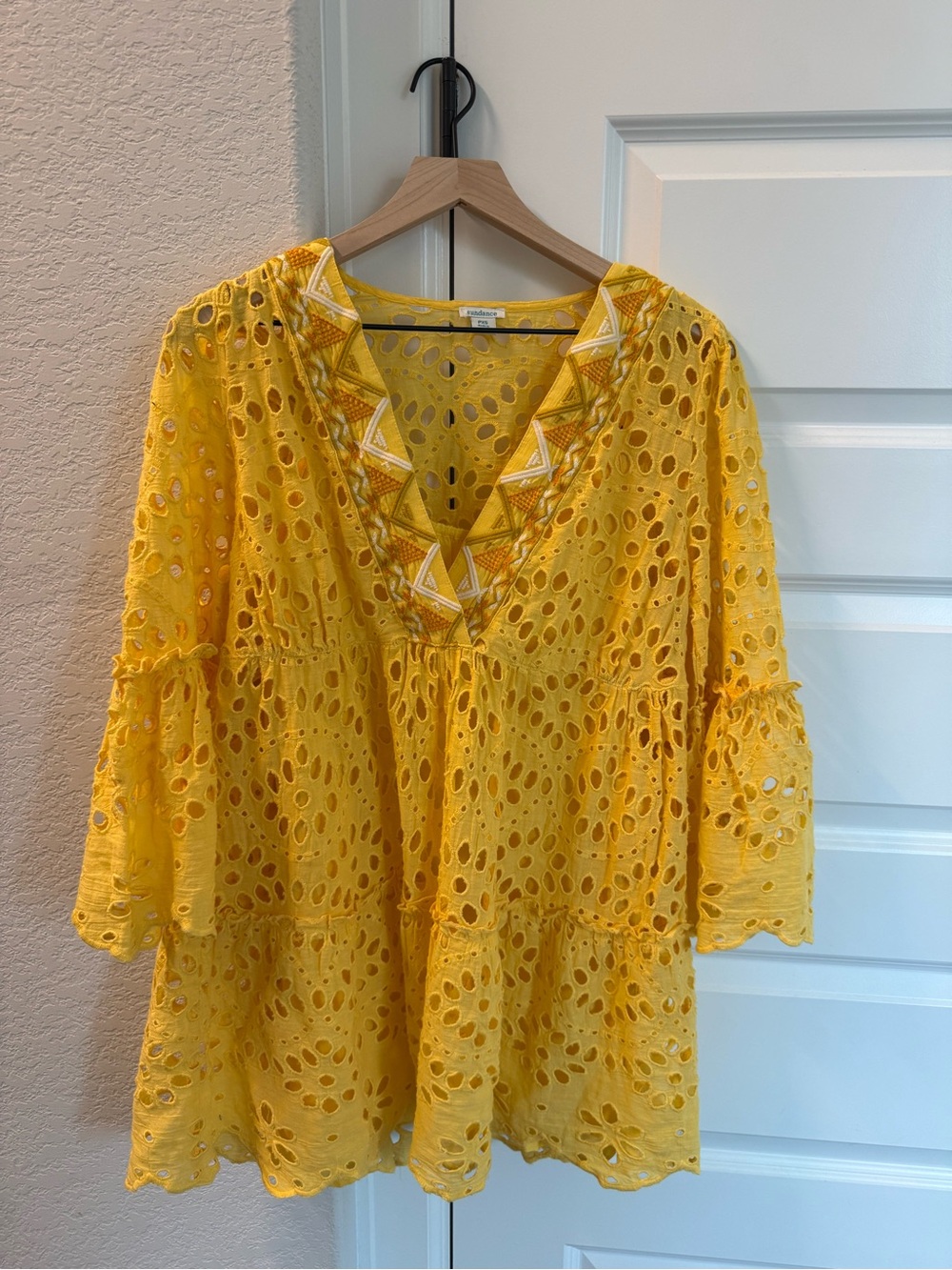 sundance boutique Yellow Eyelet Mini Dress